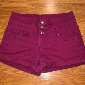 Maroon Jean Shorts